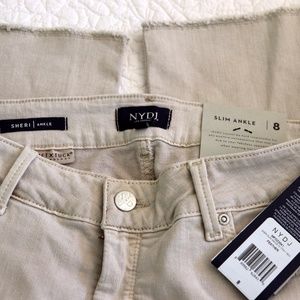 NYDJ Sheri Slim Ankle Jeans Feather Beige Sz 8 NWT